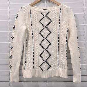 TALBOTS XS Off White Sweater with Black accents